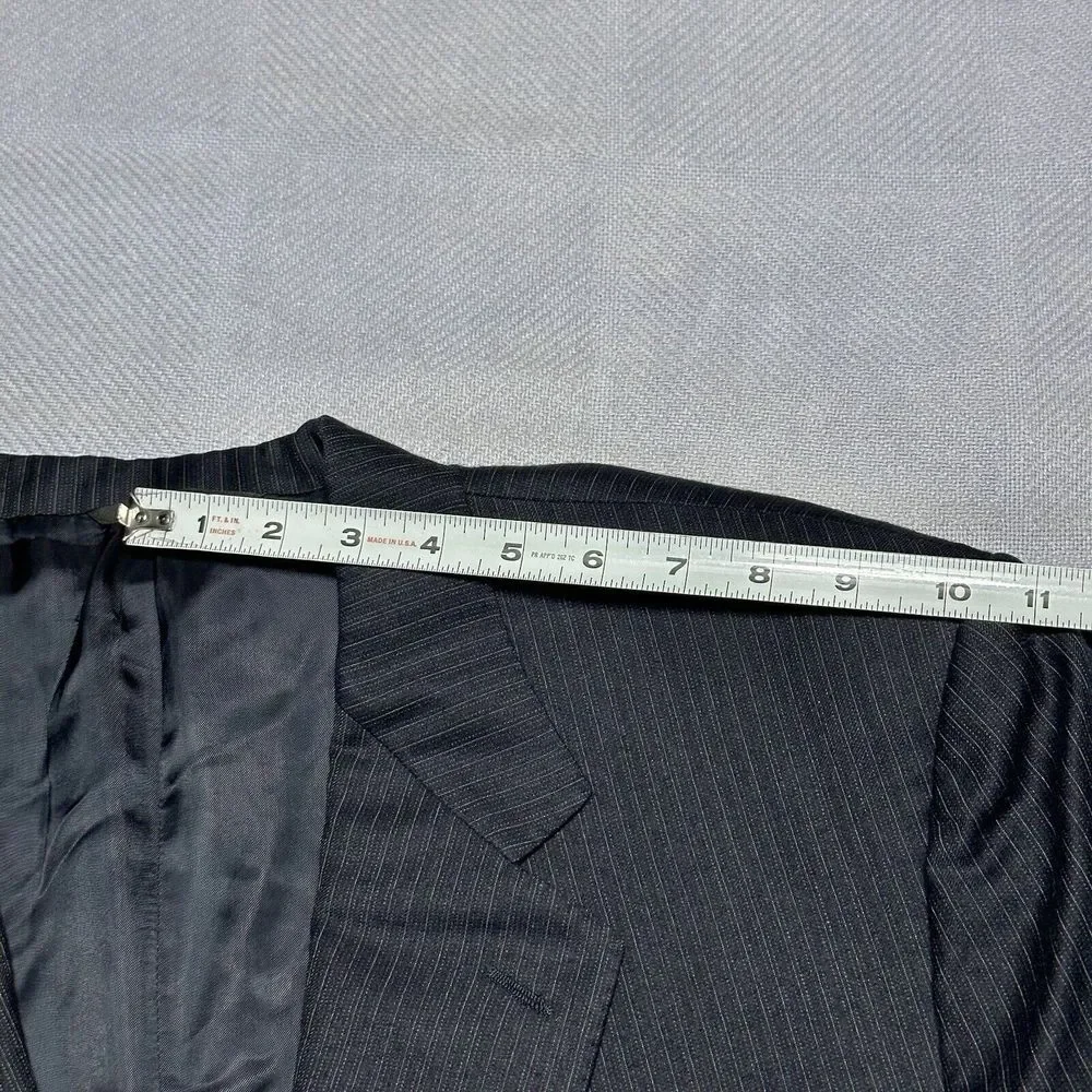 Canali Mark Shale Black Pinstripe Two Button Italy Wool Blazer Jacket‎ Men's 50L